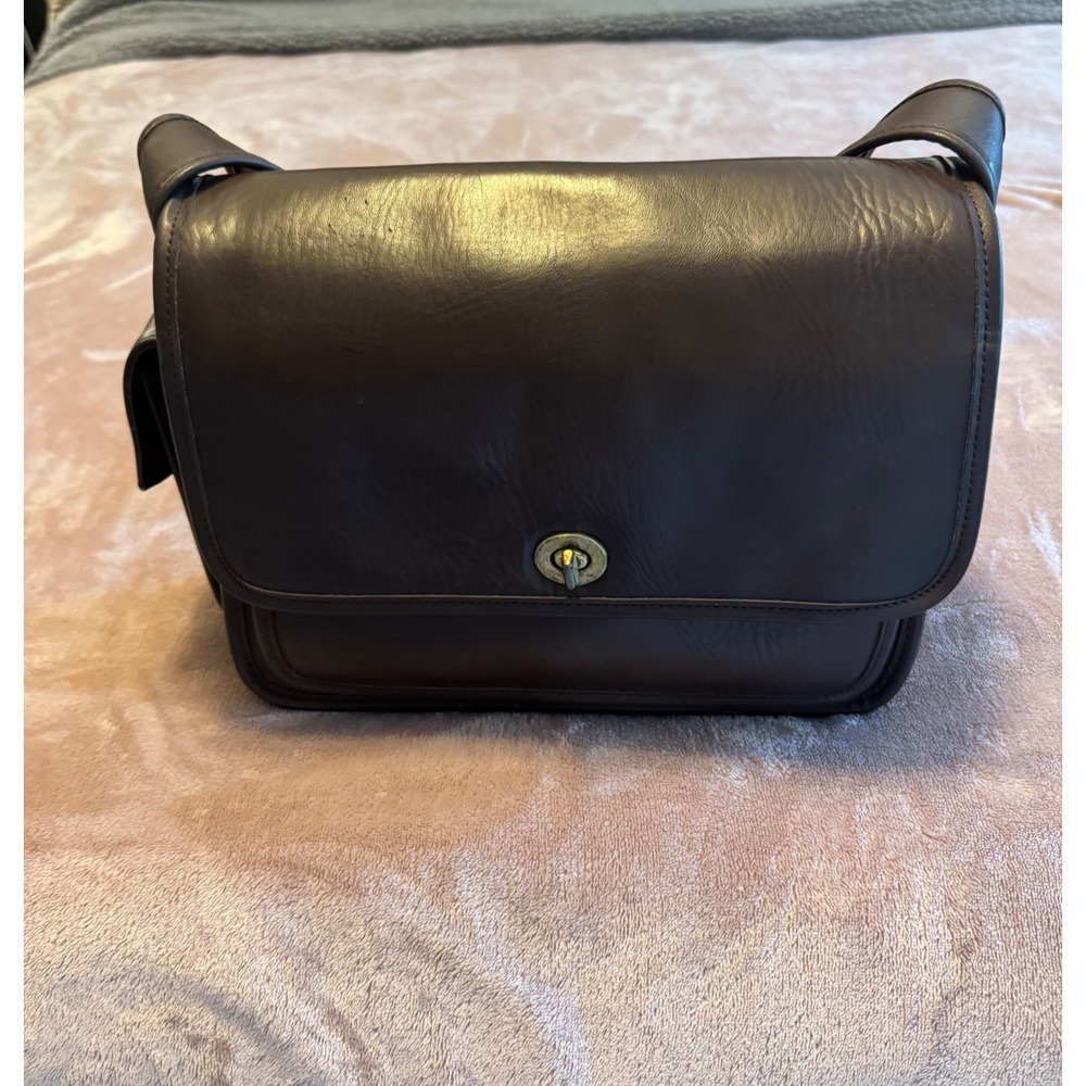 Vintage Coach Brown Leather Messenger Crossbody Bag